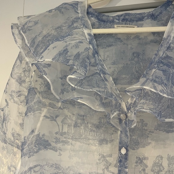 Laura Ashley and Urban Outfitters sheer Toile Blouse Cottagecore - Picture 4 of 6